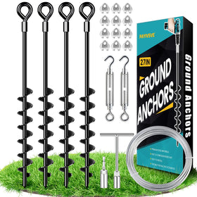 Payivsve 27-inch ground anchor kit provides strong footing for sheds in windy conditions.