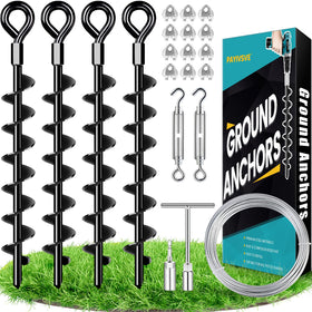 Payivsve ground anchors with spiral blades for strong soil grip and stability