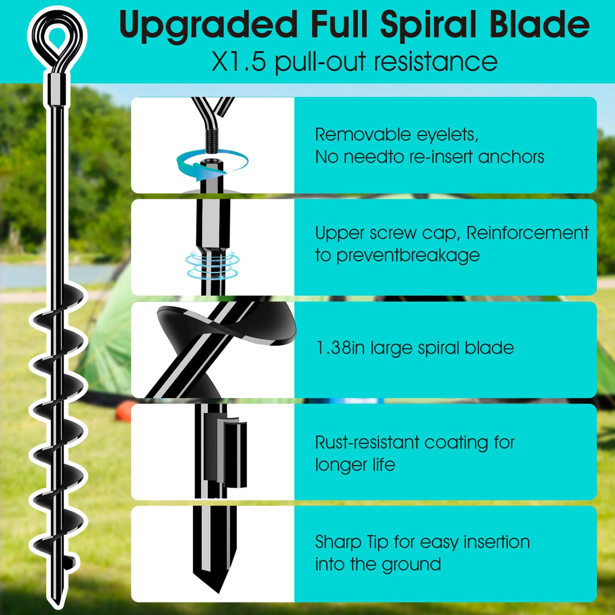 Payivsve heavy-duty shed anchor with spiral blade grips soil deeply for stability.