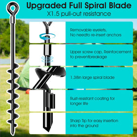 Payivsve heavy-duty shed anchor with spiral blade grips soil deeply for stability.
