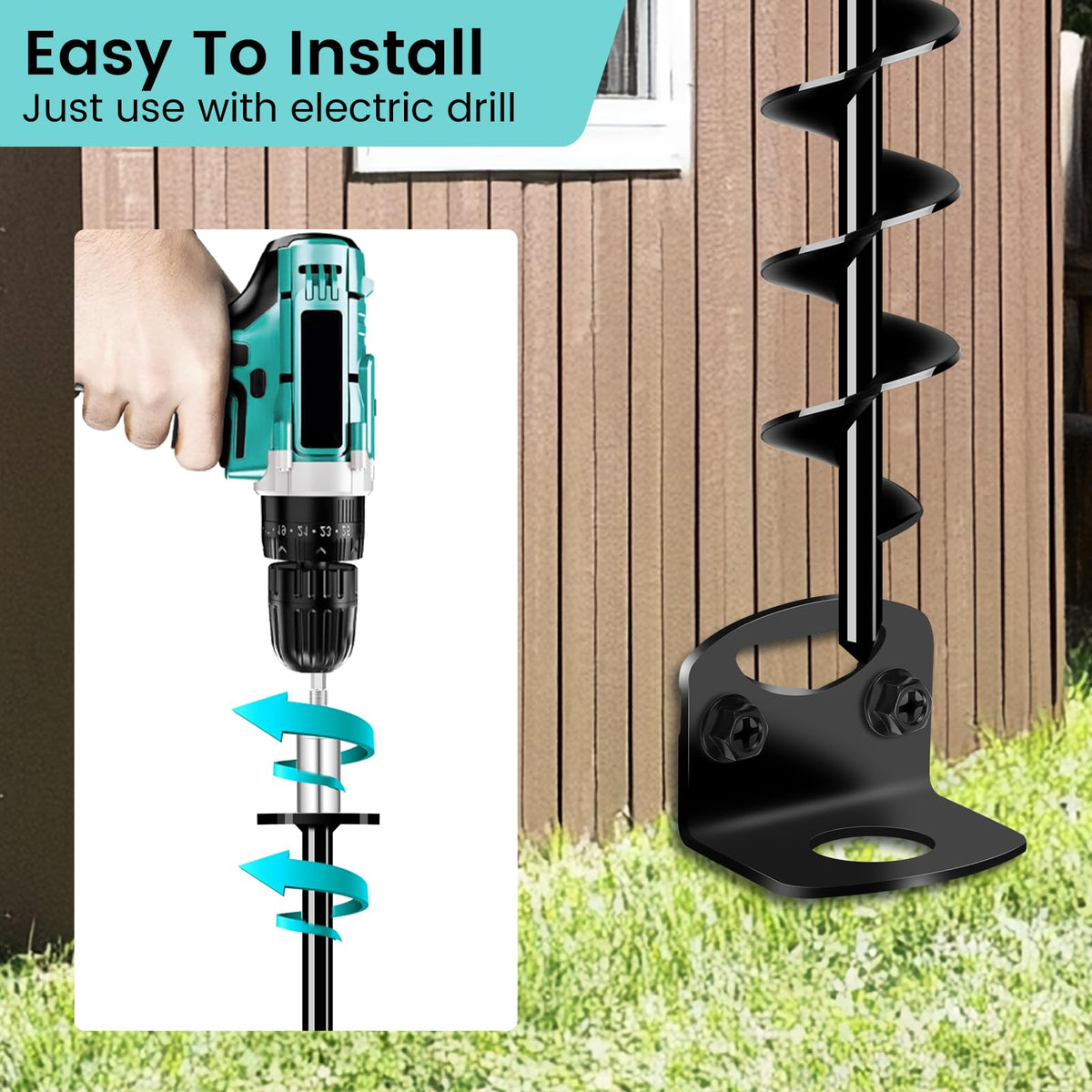 Payivsve shed anchor kit installed on wood for wind resistance