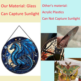 Payutou celestial dragon décor captures sunlight to create a colorful glow.