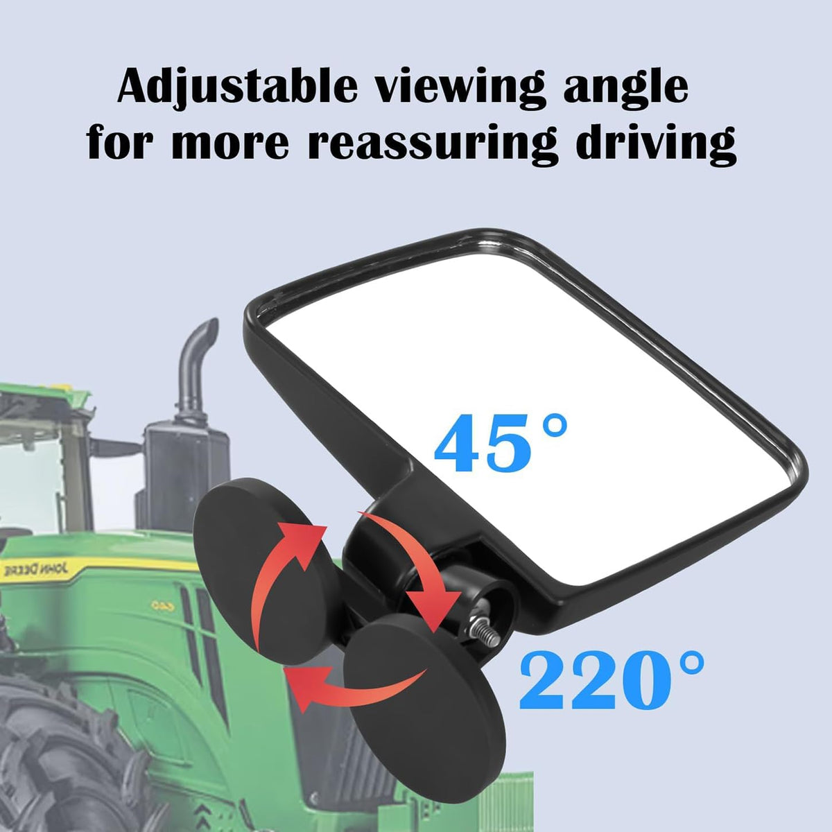 PBsee mirrors compatible with John Deere, Kubota, and other compact tractors