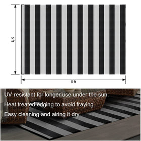 Pcinfuns UV-stabilized outdoor rug maintains color in sunlight.