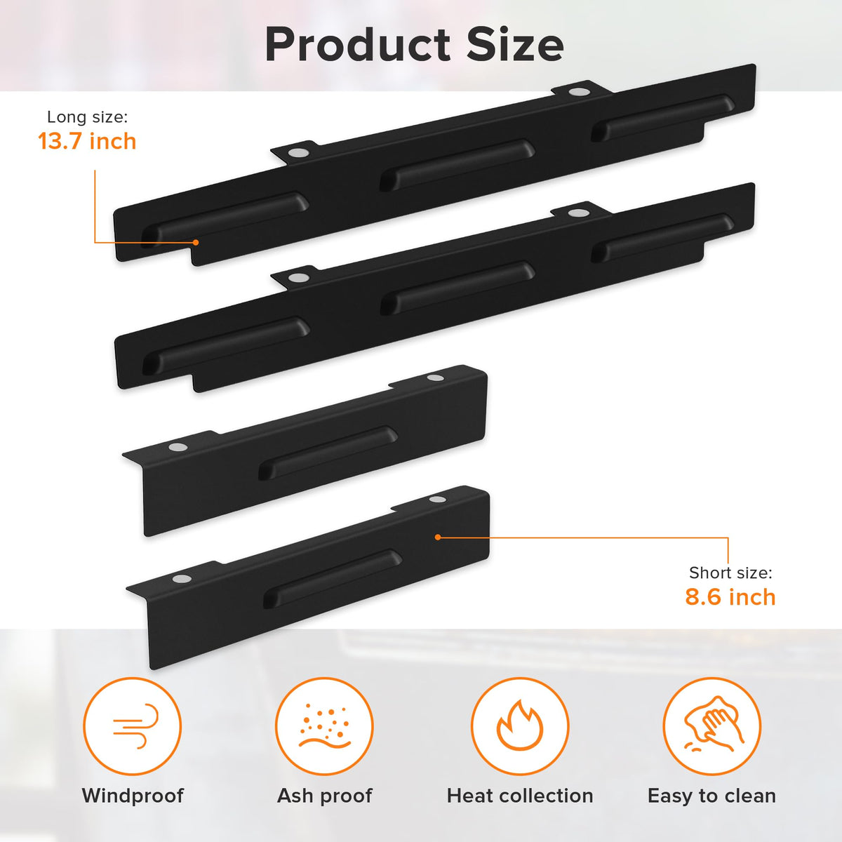 PCLHCGJJ wind guard on Blackstone 22 inch, side view shows magnetic mounting.