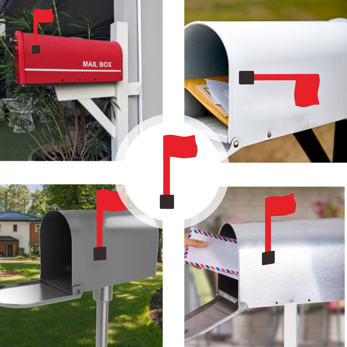 Pcmursal flag installed on a mailbox demonstrating secure attachment in use.