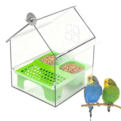 Pcmursal pull-out external feeder drawer showing easy refill capability for birds