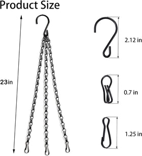 PCTC hanging plant holder with S-hooks enables quick, versatile mounting.