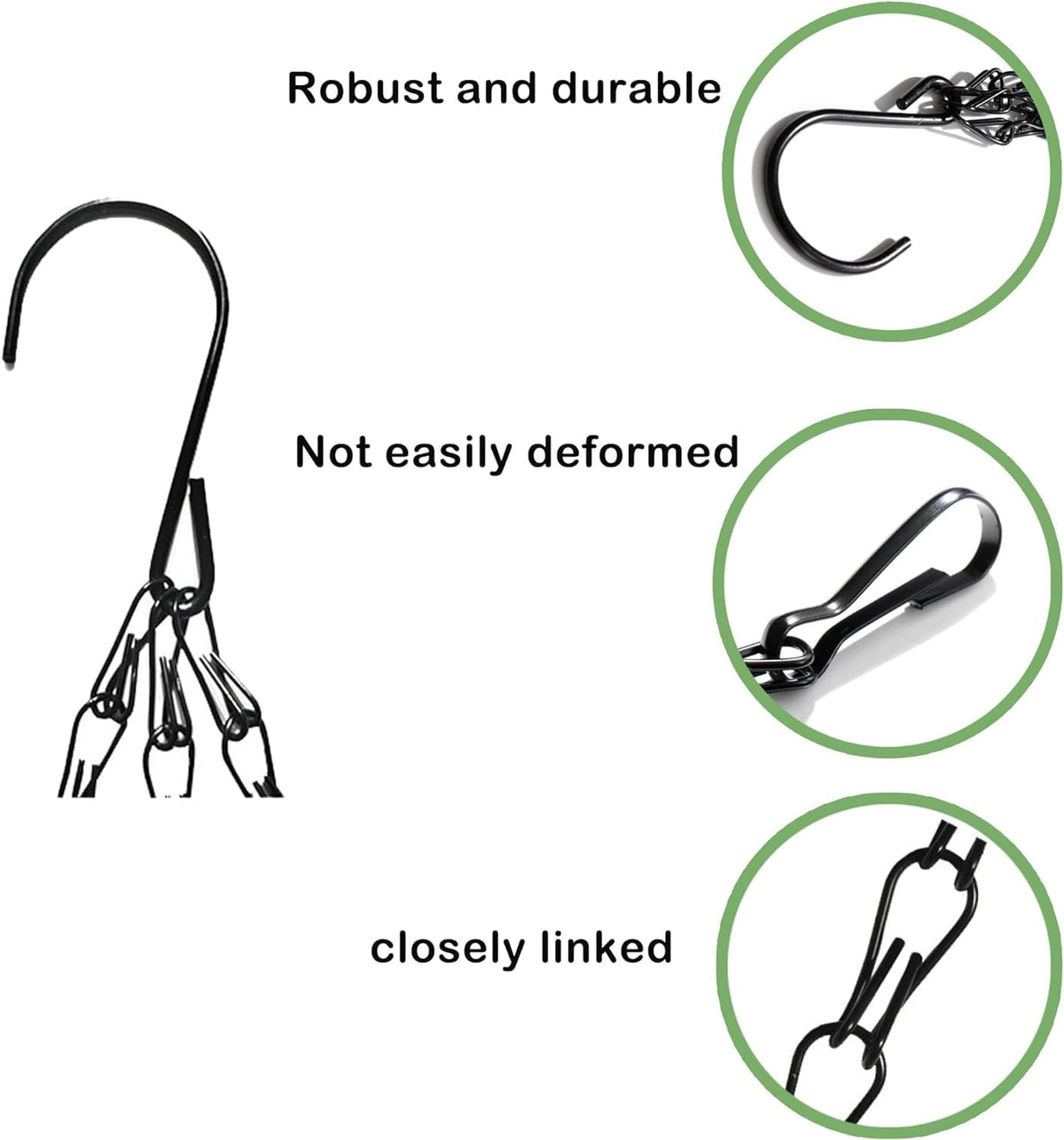 PCTC iron chain with durable coating resists rust for year-round use.