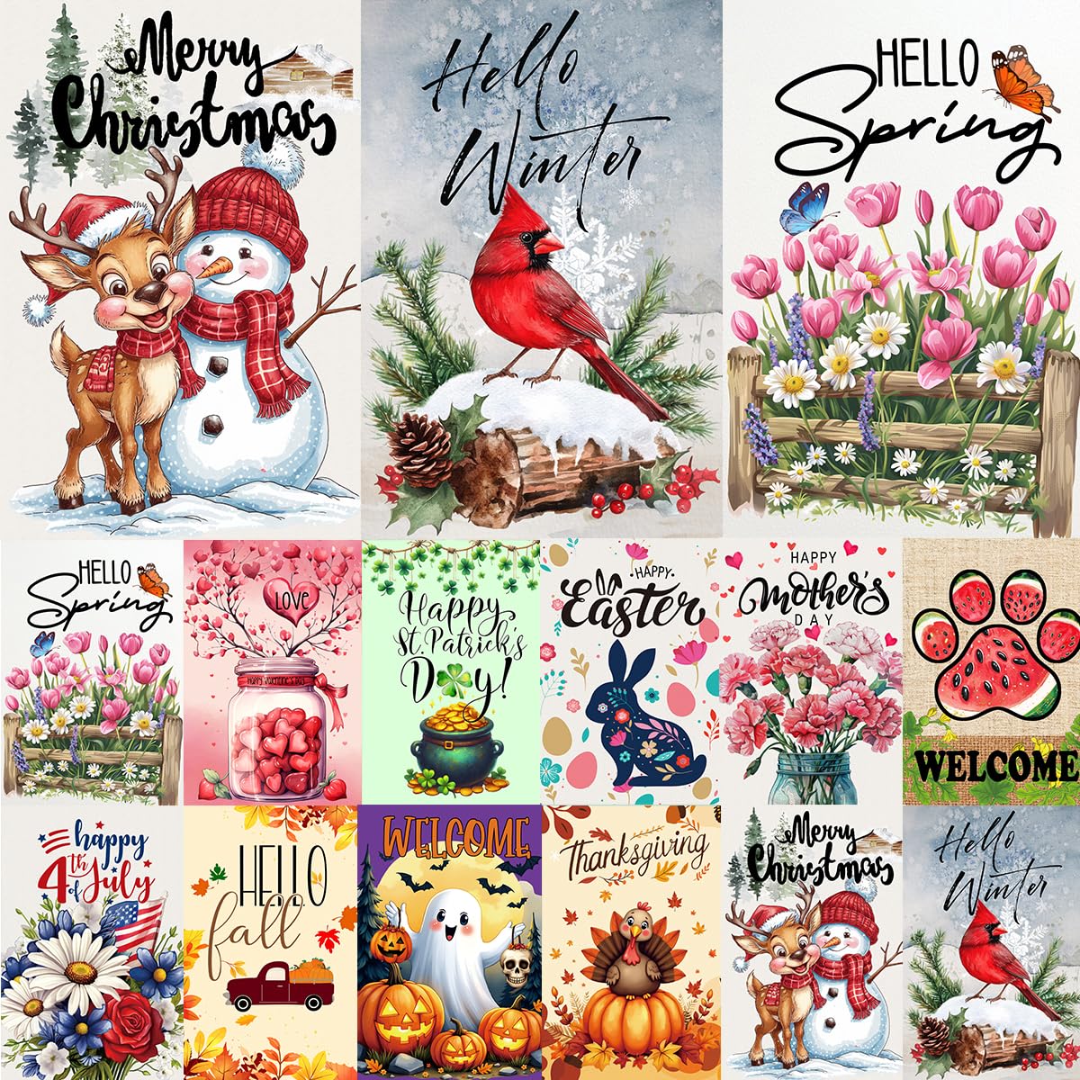 Pdallatell seasonal flag set displayed on a porch for year-round curb appeal