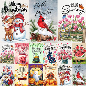 Pdallatell seasonal flag set displayed on a porch for year-round curb appeal
