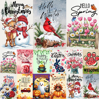 Pdallatell seasonal flag set displayed on a porch for year-round curb appeal