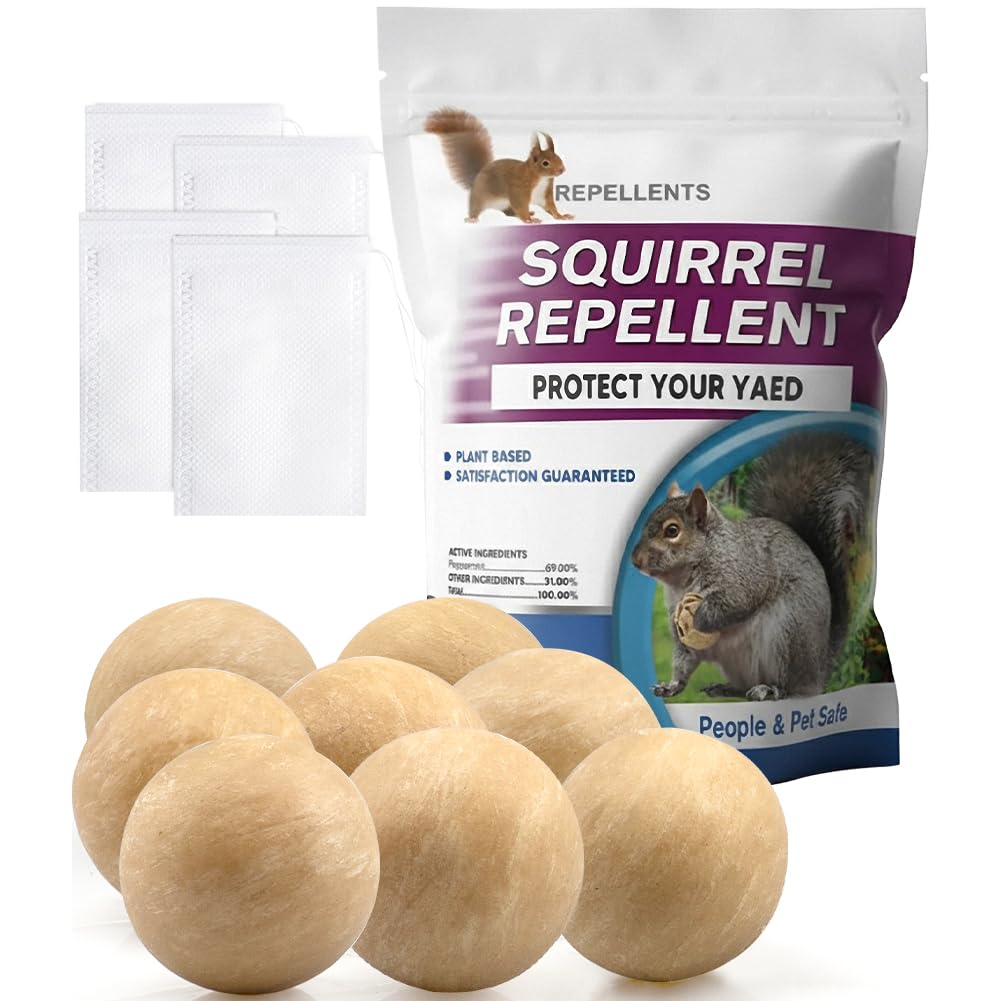 PDKIVFI Squirrel Repellent Ball in the garden helps deter squirrels naturally.