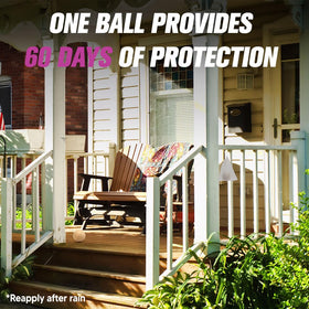 PDKIVFI Squirrel Repellent Ball on patio helps keep chewing wildlife at bay.
