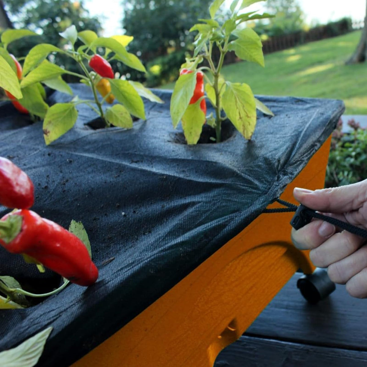 pdpdoc drawstring design mulch cover easy to secure over planting beds