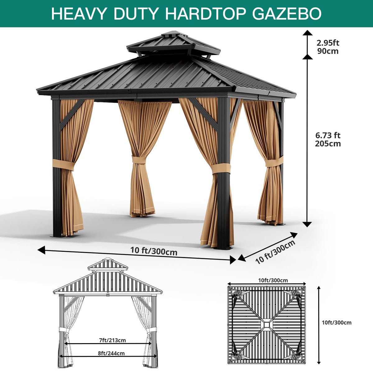 PeakPursuit 10x10 gazebo curtains showcase private, relaxing backyard ambiance.