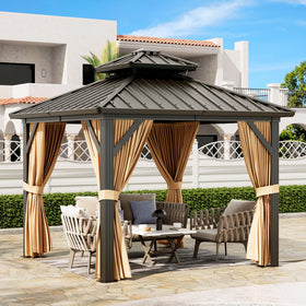 PeakPursuit 10x10 hardtop gazebo exterior view with durable aluminum frame for year‑round shelter.