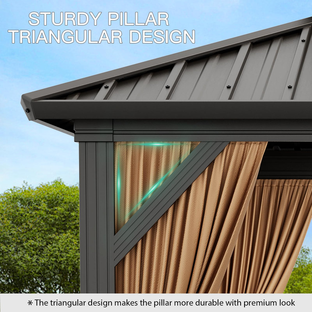PeakPursuit 10x10 gazebo ventilated roof promotes airflow on warm days.