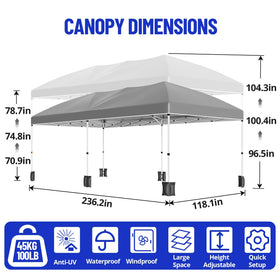 PeakPursuit 10x20 canopy top shields guests from sun with durable construction