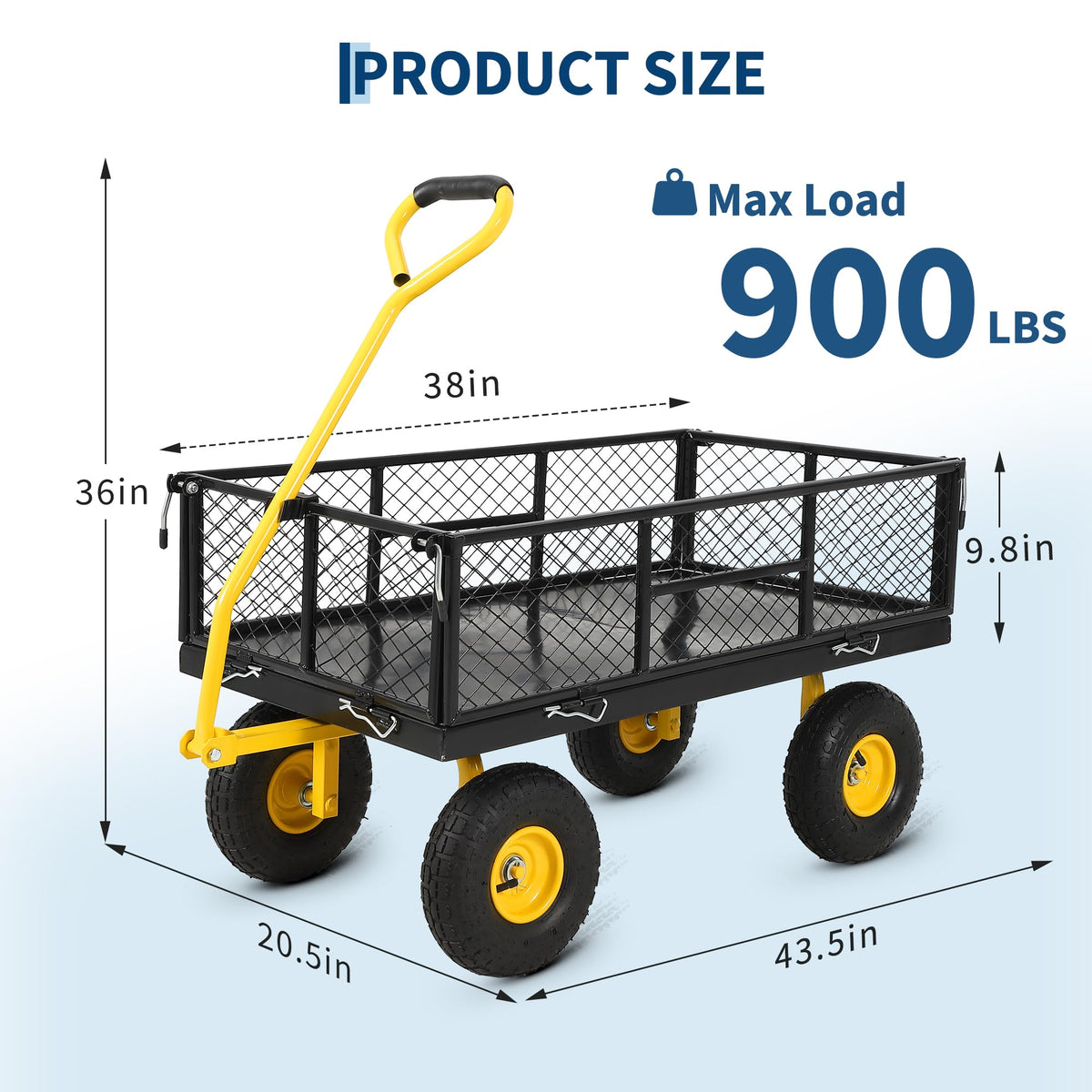 PeakPursuit 900lbs cart steel construction with powder coating resists weathering.