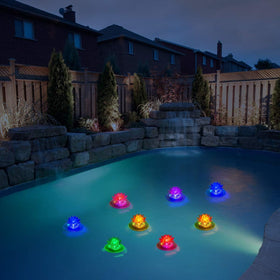 pearlstar color-changing LED floating light enhances night pool scenes
