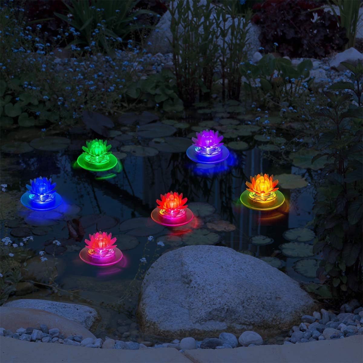 pearlstar four-pack solar lotus lights deliver easy pond lighting