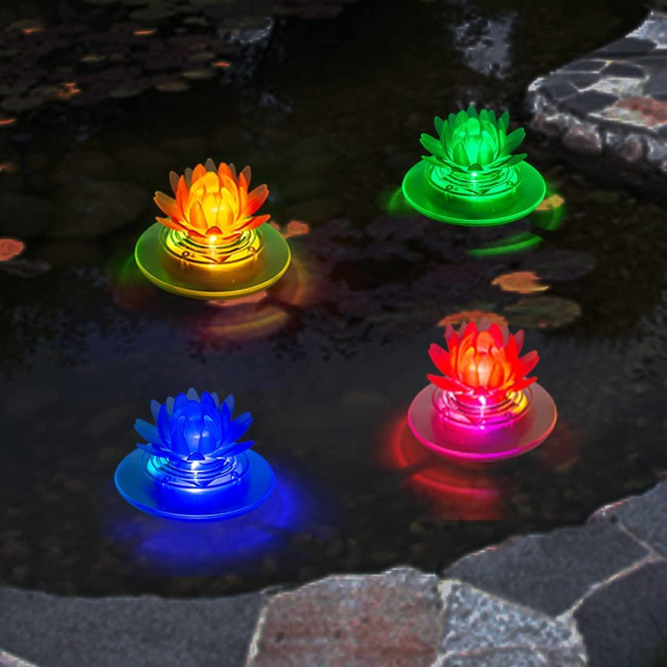 pearlstar lotus floating light for pool creates vibrant ambience
