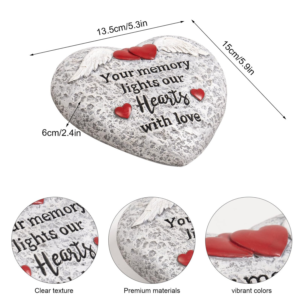 Pechpell gray resin memorial stone suitable for indoor or outdoor use