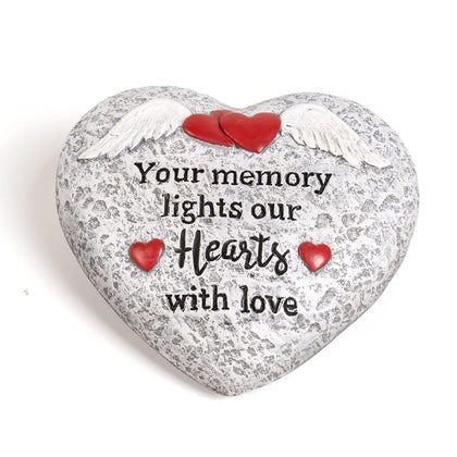 Pechpell memorial heart stone with angel wings for outdoor remembrance