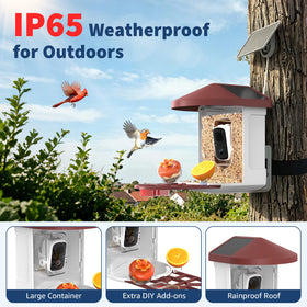 PeckCam IP65 weatherproof housing protecting seeds and electronics