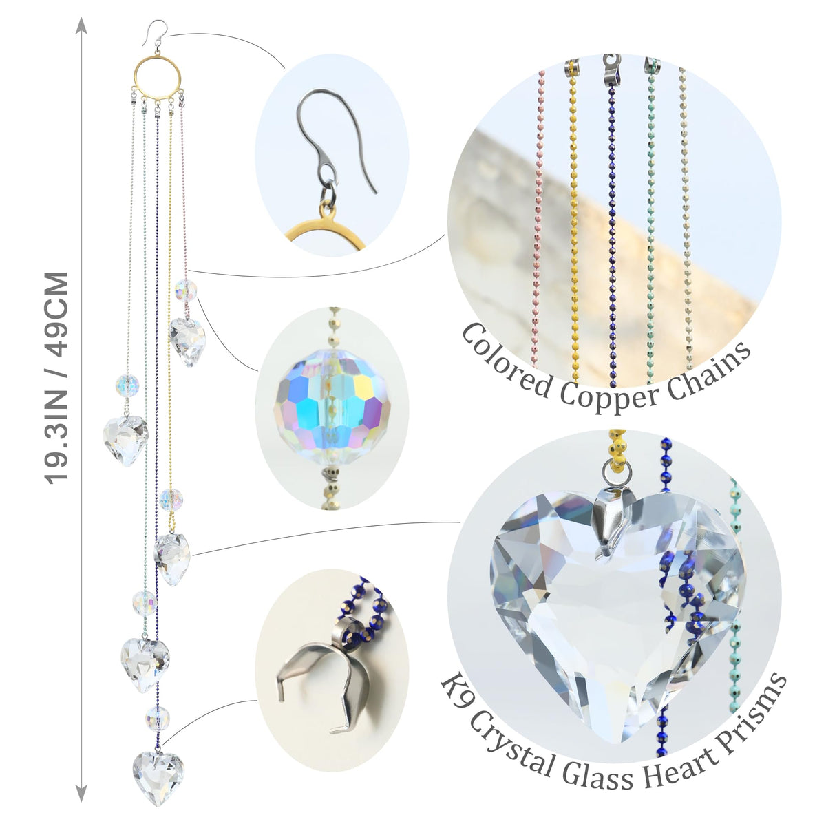 PEDOBO colorful copper chains suncatcher adds a rainbow glow to windows