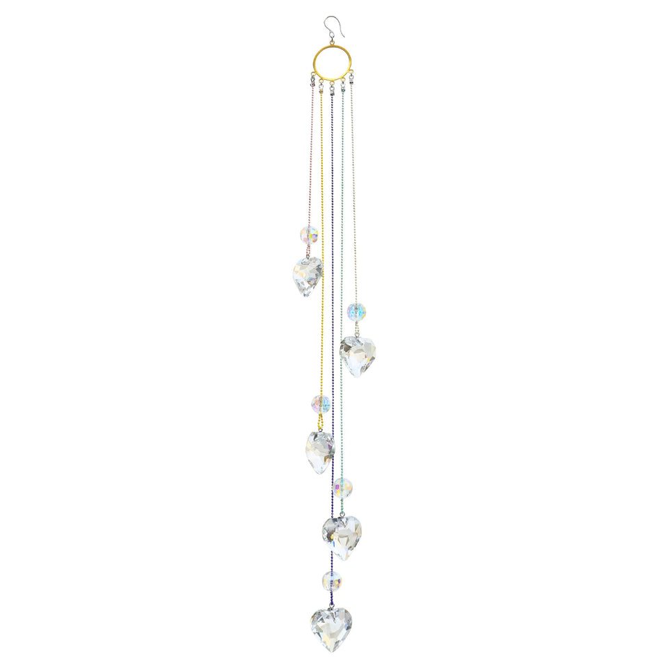 PEDOBO crystal heart pendant suncatcher brightens sunlit windows with prisms