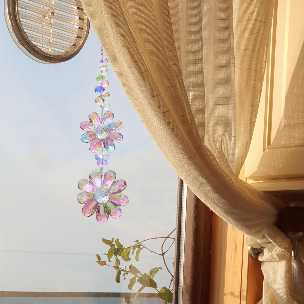 PEDOBO crystal daisy ornament adds subtle sparkle to indoor and outdoor spaces