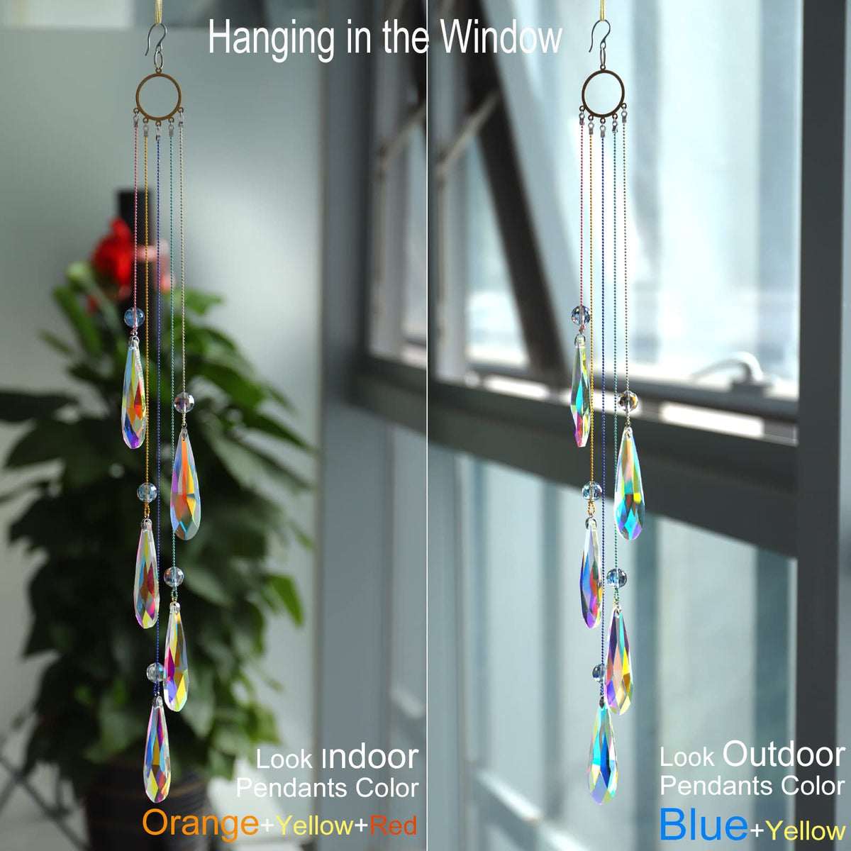 PEDOBO suncatcher window crystal with stainless hook for easy hanging.