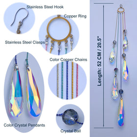 PEDOBO teardrop prisms rainbow chains catching light to create color bands.
