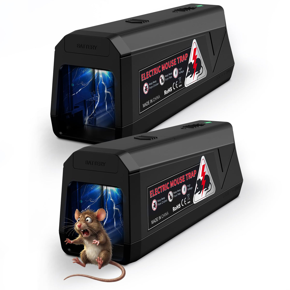 Peepst electric mouse trap for indoor use with no-touch disposal and easy cleaning