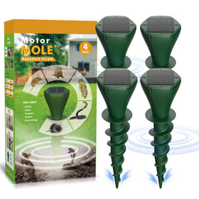 Peepst solar mole repellent protects lawns using an outdoor panel.