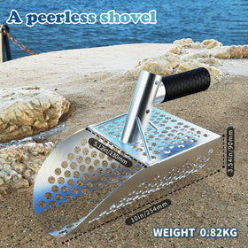 Peerless Shovel with green detector pinpointer helps quickly locate targets.