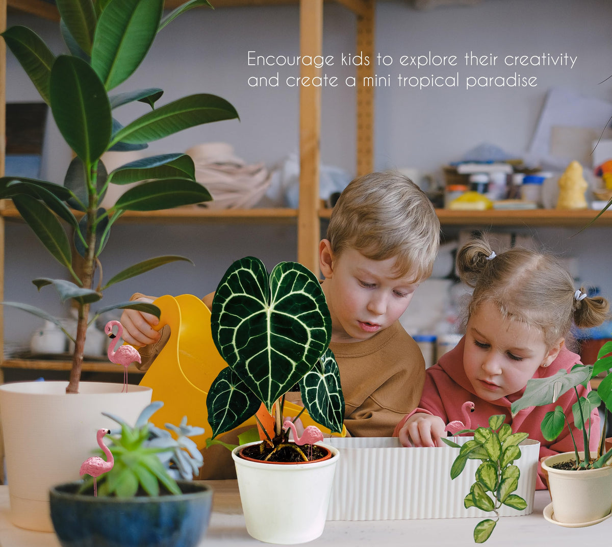 PEGZOS mini flamingos brighten pots with tropical flair