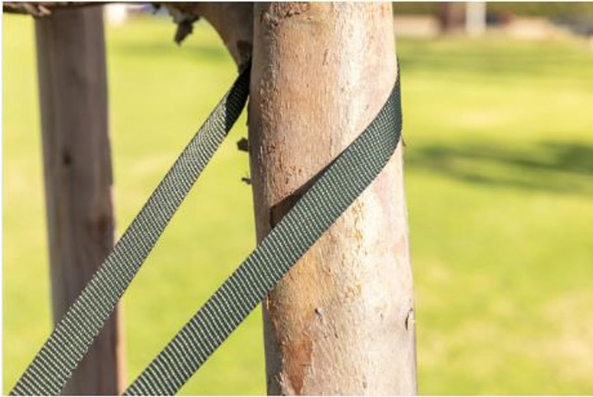 Pelican Rope 1500 lb strength strap ready for heavy outdoor staking.