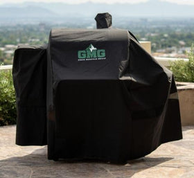 Pellethead GMG-6044 cover front view showing tight fit and weather protection.