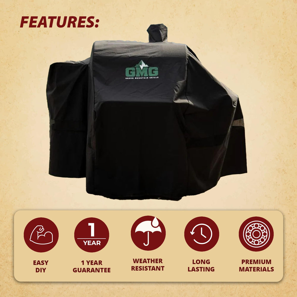 Pellethead GMG-6044 cover material close-up resisting weather.