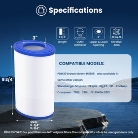 PELLUCID PDM30 oval spa filter side view showing durable construction.