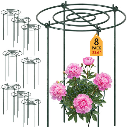 Pelopy 8-pack peony cages in outdoor setup provide sturdy garden support.