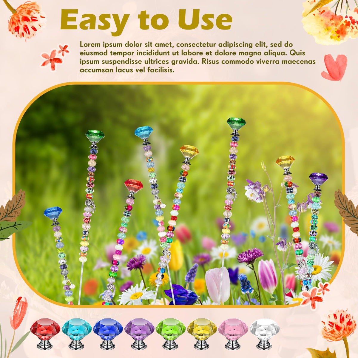 Pelopy bright color toppers create cheerful garden accents and markers.