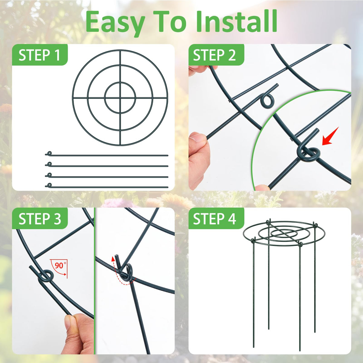 Pelopy easy-assembly flower support rings simplify seasonal setup and storage.