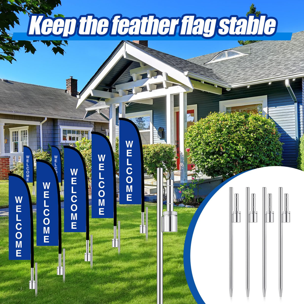 Pelopy flag pole base compatible with 0.65 inch inner diameter poles
