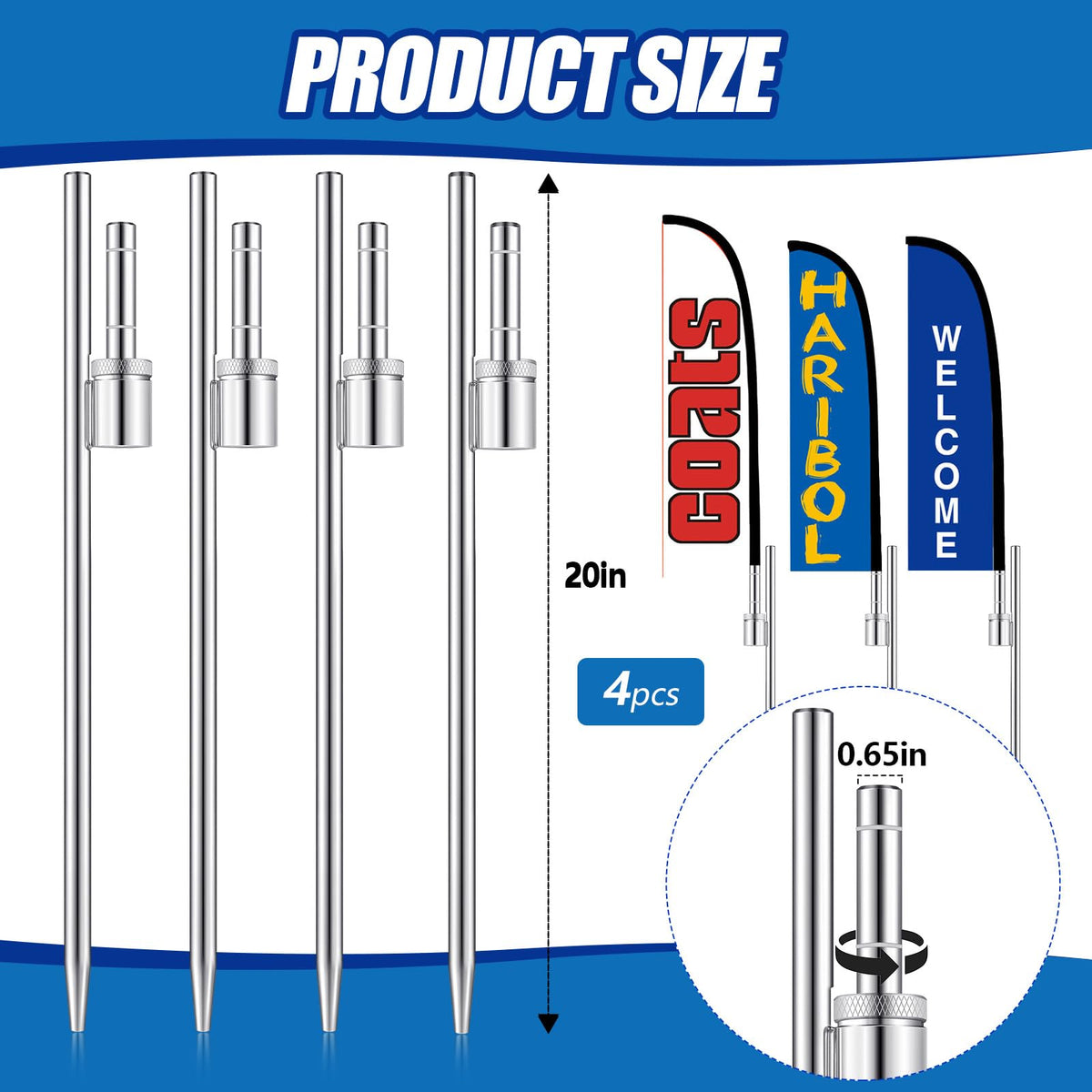 Pelopy heavy-duty outdoor flag stake designed for wind resistance