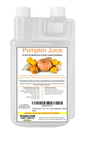 Pendelton Pumpkin Juice bottle with measurement marks for precise dosing.