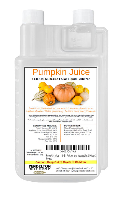 Pendelton Pumpkin Juice bottle with measurement marks for precise dosing.